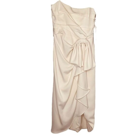 ML Monique Lhuillier Ivory Bow-Drape Wrap Midi Dress Size 4 | NWT - Picture 4 of 12